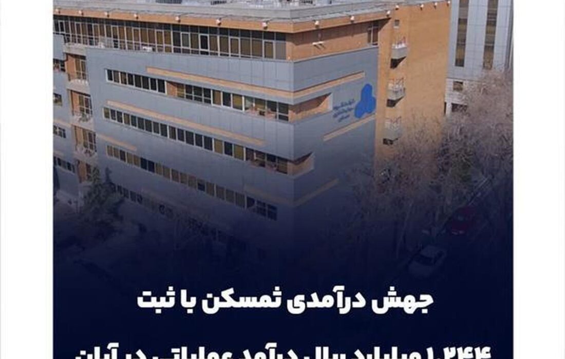 جهش درآمدی ثمسکن با ثبت ۱,۲۴۴ میلیارد ریال درآمد عملیاتی در آبان