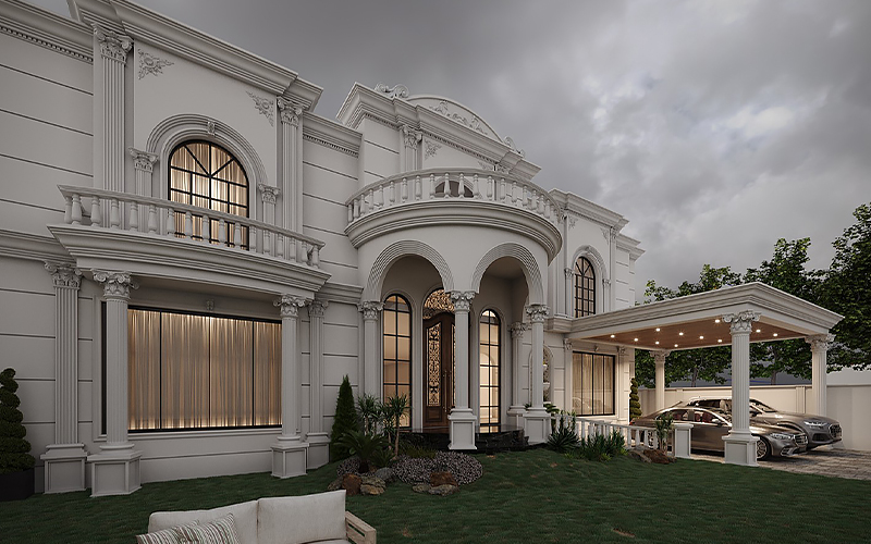 طراحی نمای ویلا کلاسیک