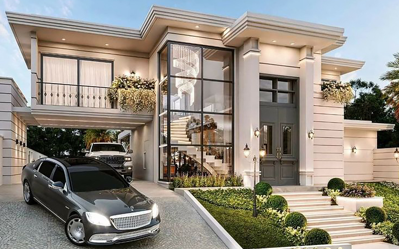 طراحی نمای ویلای نئوکلاسیک